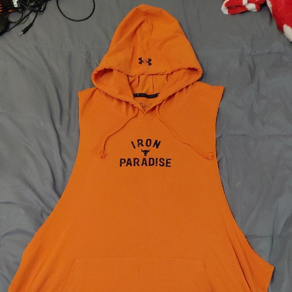 Under Armour Bold Orange Sleeveless Hoodie - Picture 1 of 5
